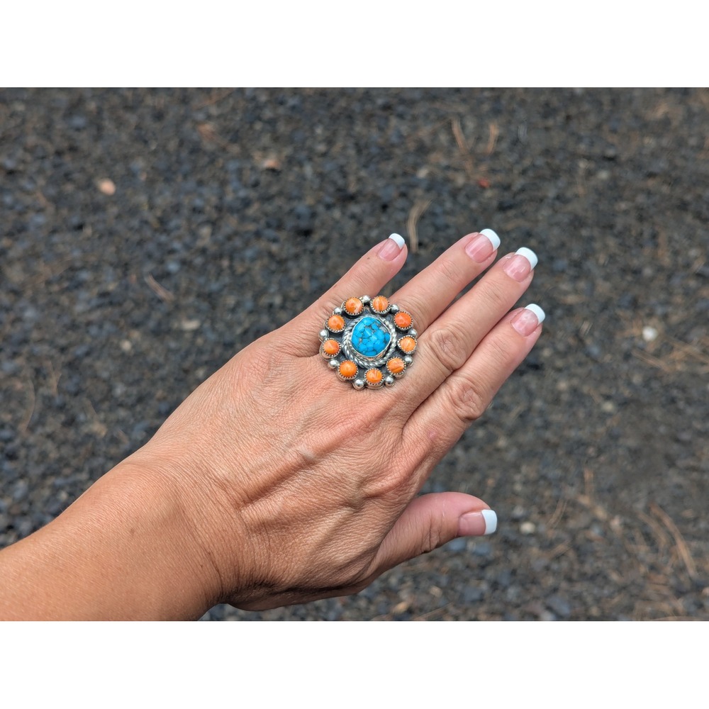 Navajo Jewelry Women's Ring Handmade Native American Signed Adjustable *** - Picture 6 of 11